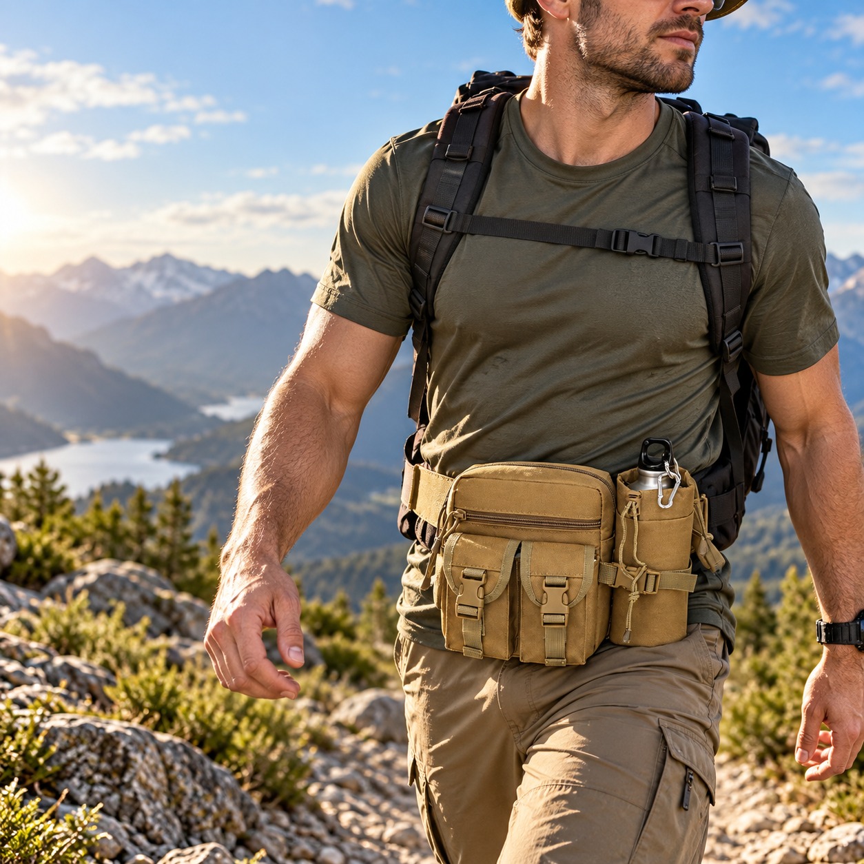 Hiking Backpack Waterproof - Wielofunkcyjna, taktyczna torba na pas, wodoodporna,
