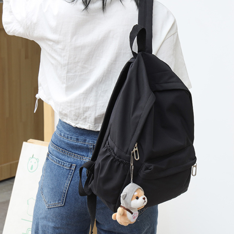 Canvas Backpack Casual - Damski plecak w jednolitym kolorze, duża