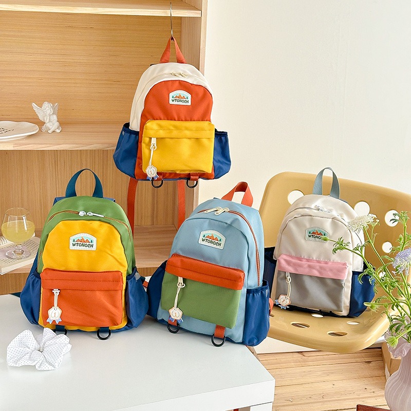 Canvas Backpack Casual - Nowy plecak dziecięcy w blokach kolorów,